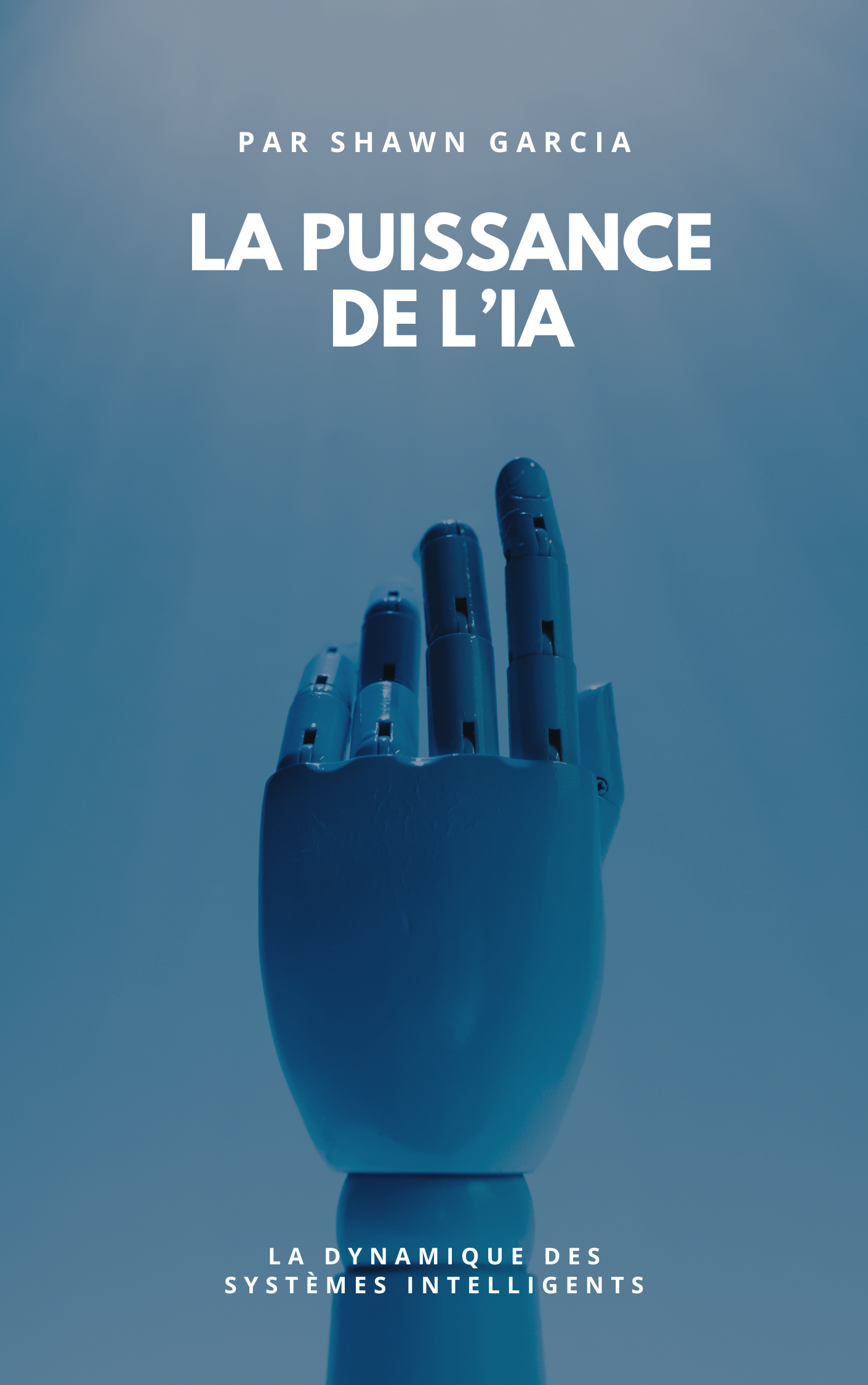 White and Dark Blue Modern Minimalist AI Technology Science Fiction Book Cover